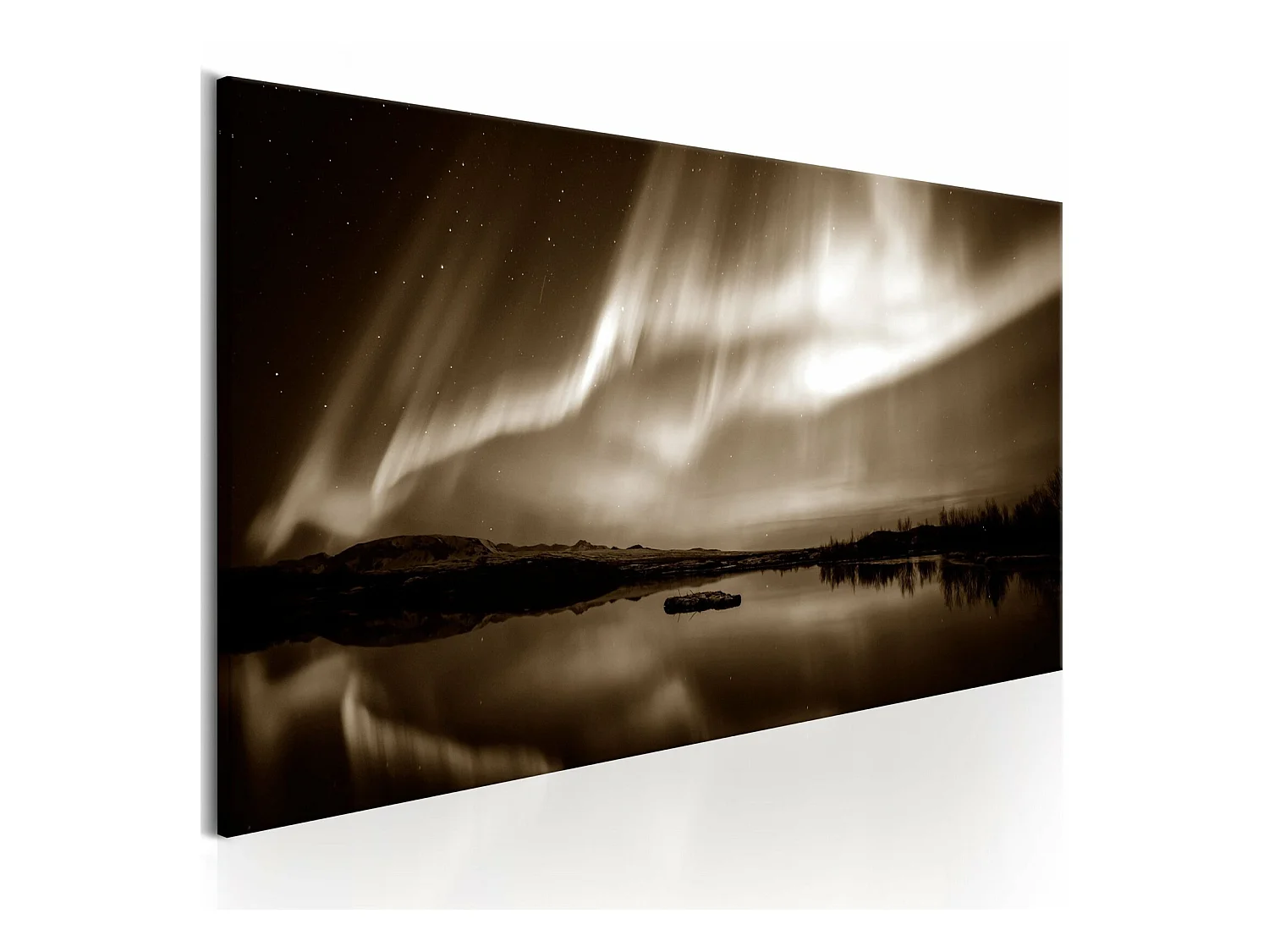 Tableau lac en sépia - 135 x 45 cm