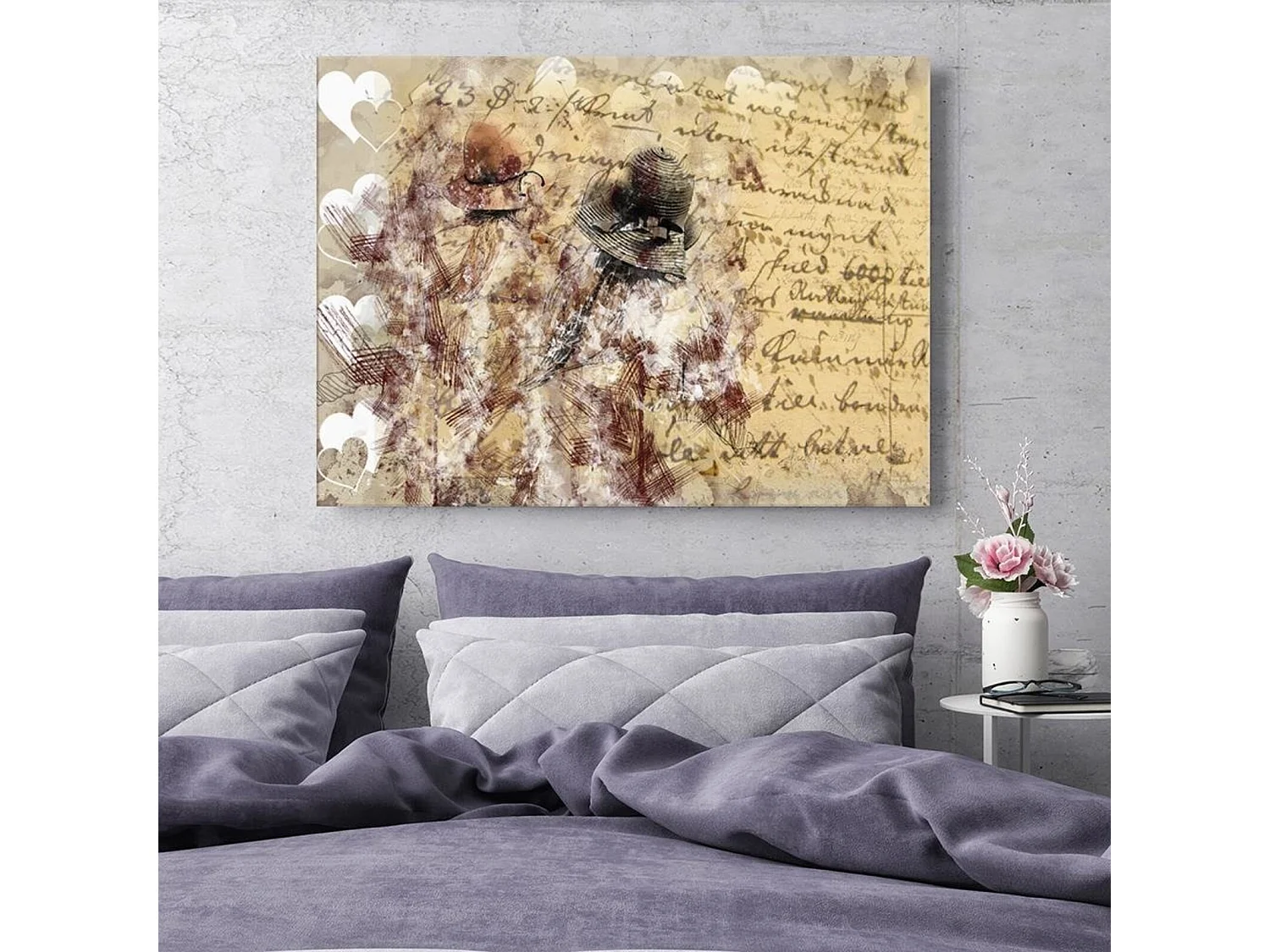 Tableau femmes dans l'abstraction de chapeaux - 60 x 40 cm