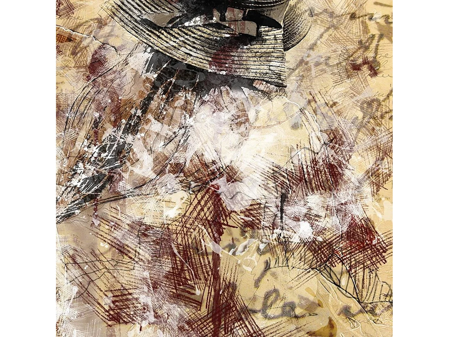 Tableau femmes dans l'abstraction de chapeaux - 60 x 40 cm