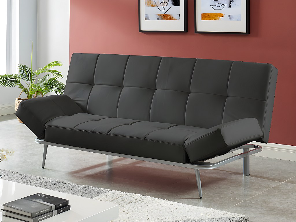 Sofá cama de piel sintética negro ESPOO II