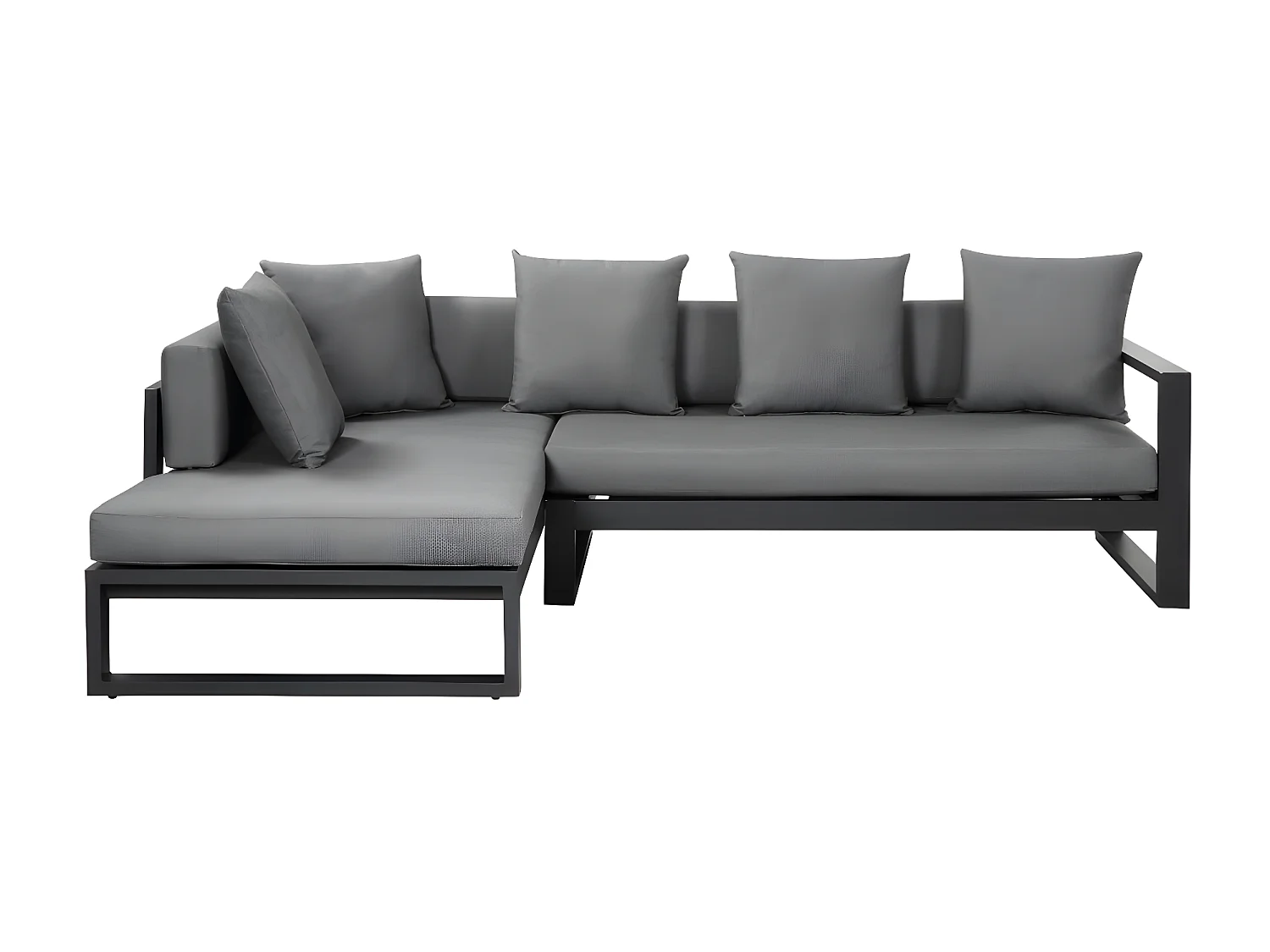 Canapé d'angle de jardin modulable en aluminium - Anthracite - MOLOKAI de MYLIA