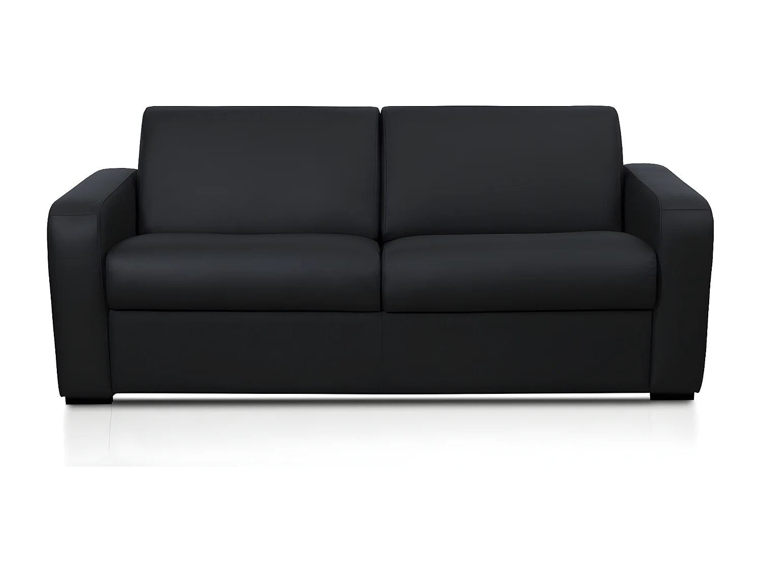 3-sits bäddsoffa express i svart läder med 13 cm madrass BEVIS