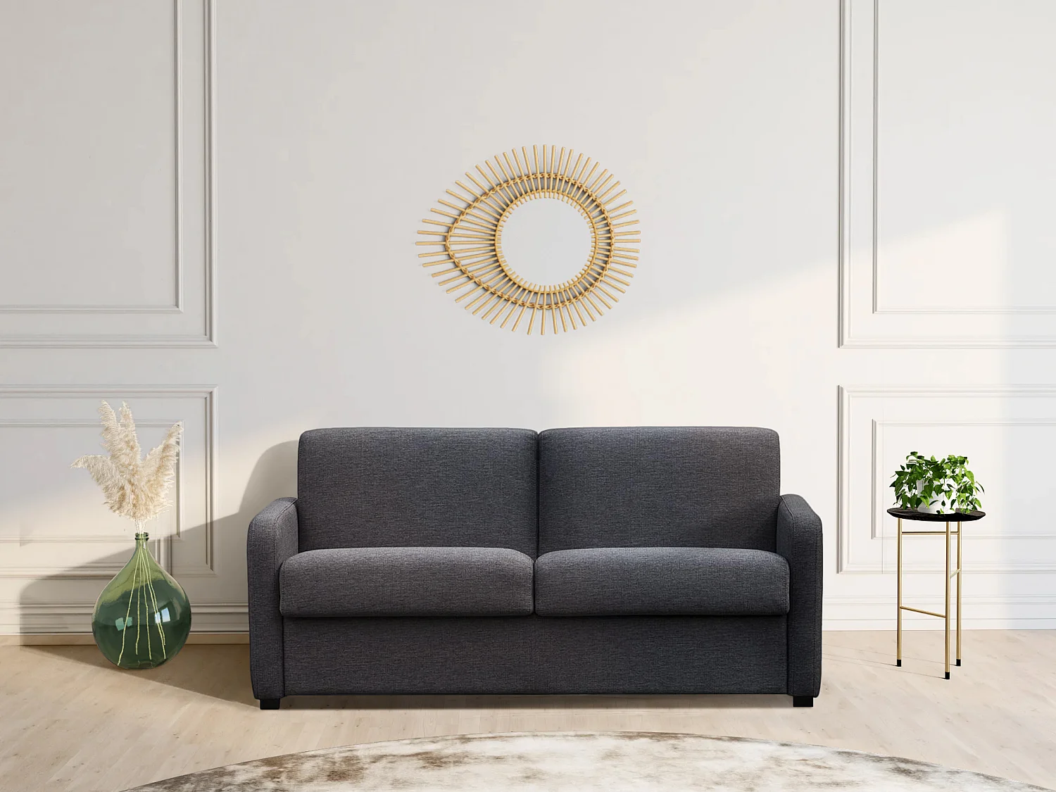 Schlafsofa mit Matratze 3-Sitzer - Stoff - Anthrazit - TOMAKA