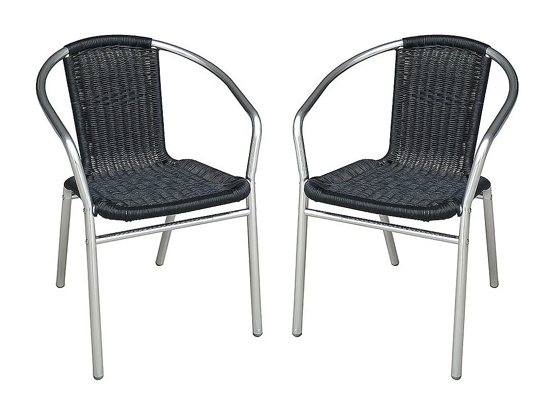 Conjunto de 2 sillas de jardín de aluminio y resina trenzada - Negro - FIZZ