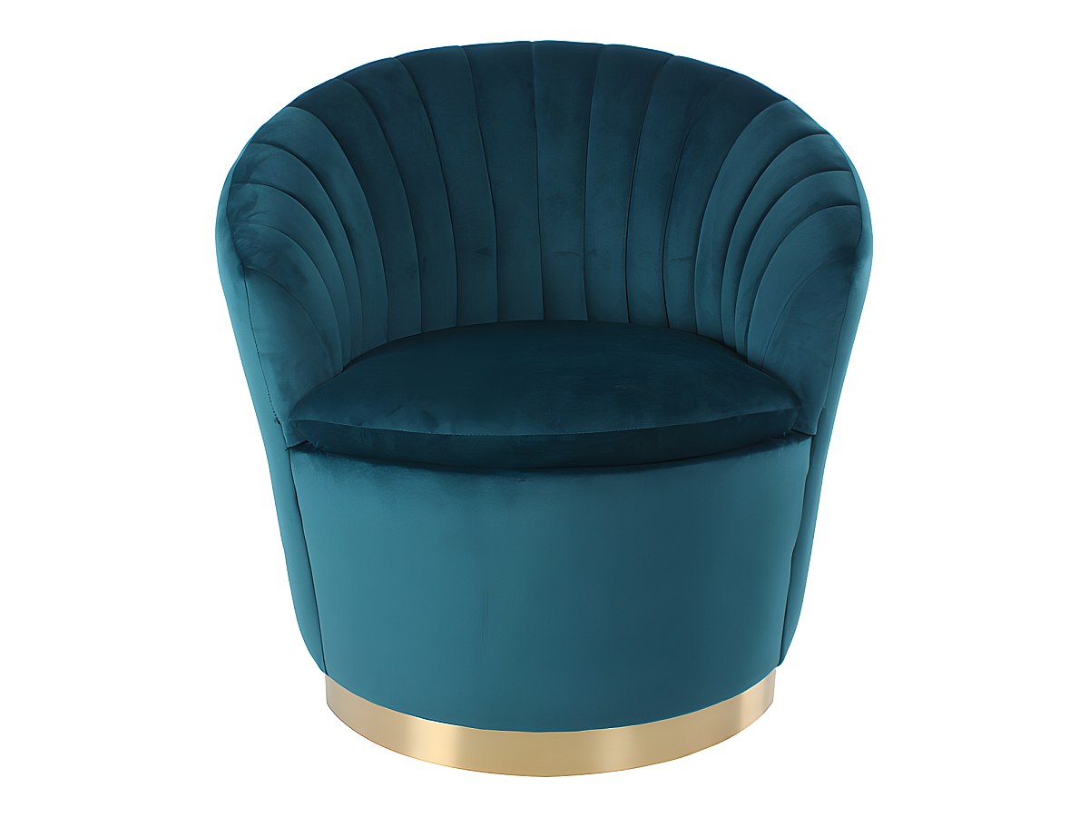 Sillón de terciopelo verde azulado y base metal TULIP