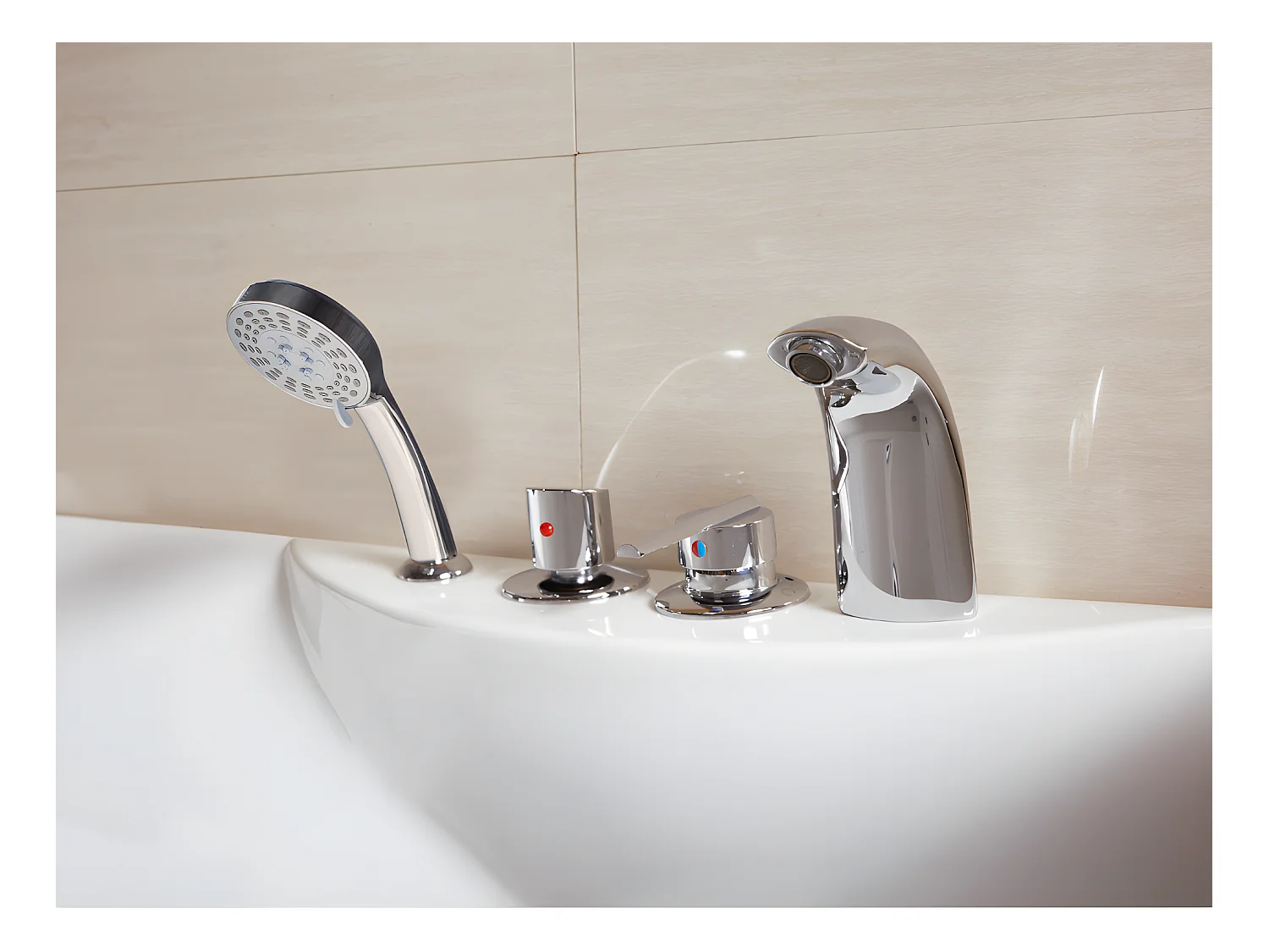 Whirlpool-Badewanne - Weiß - 1 Person - 140 Liter - 150 x 75 x 54,5 cm - Ecke Links - GAVINO