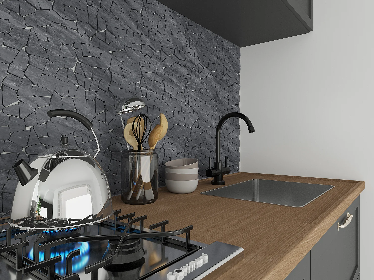 Mosaico para el suelo/pared MOLI de mármol natural - Gris - Pack de 1m²