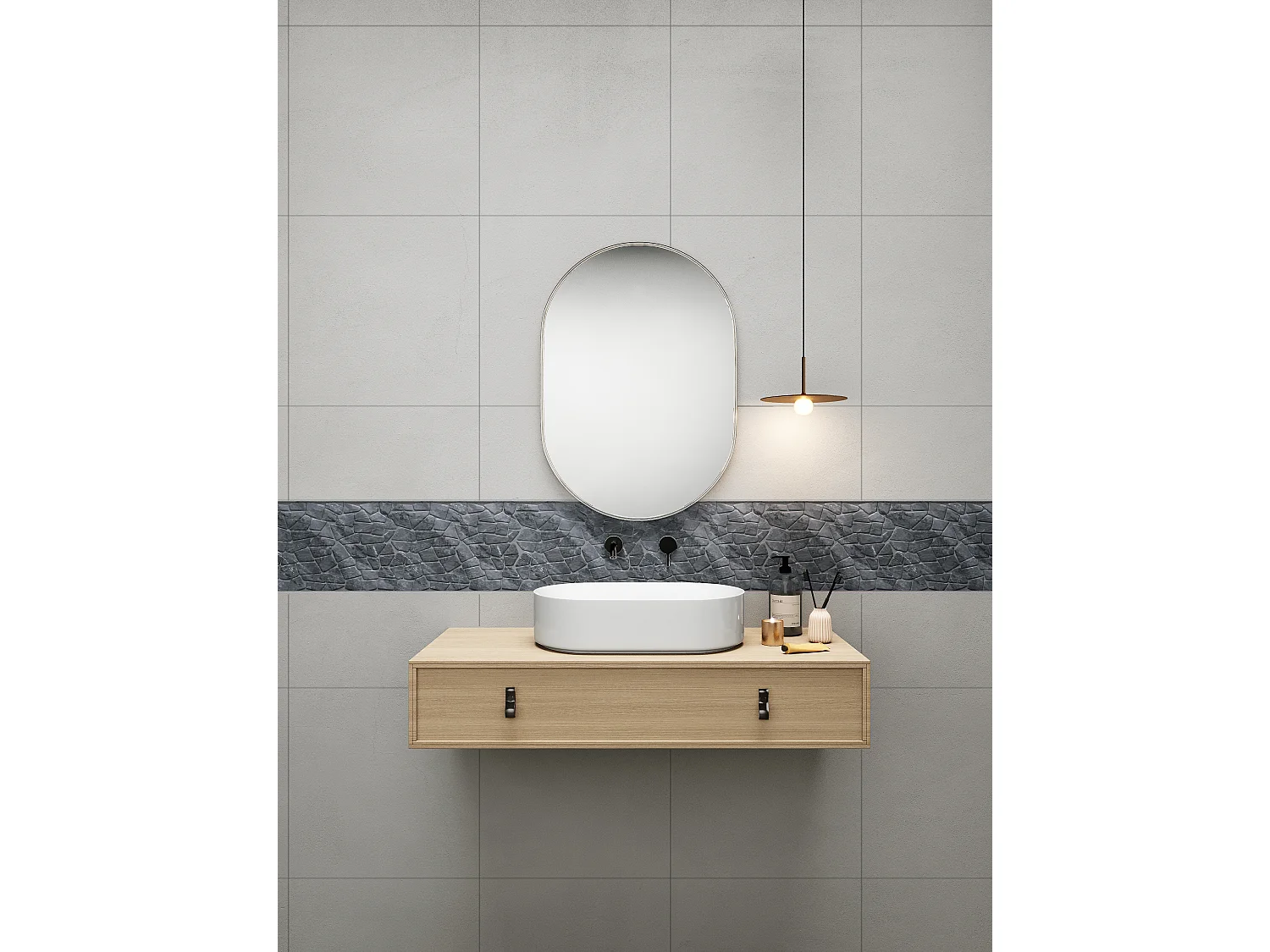 Mosaikfliesen - 1 Pack: 1 m² - Marmor - Grau - MOLI