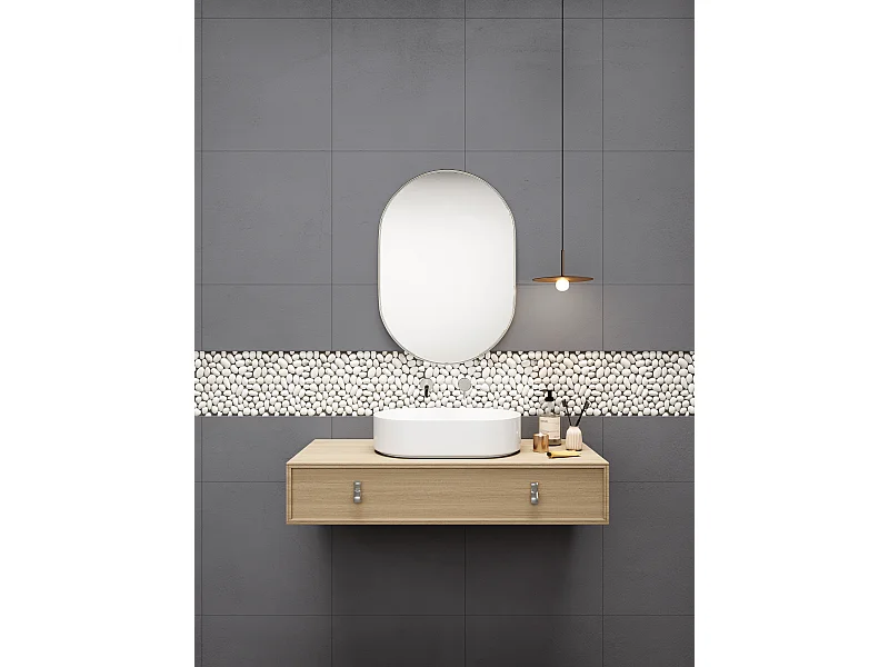 Mosaïque sol et mur galets naturels crème - pack de 1m² (dalles de 30x30 cm) - OLA