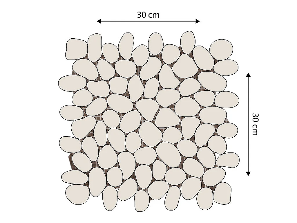 Mosaïque sol et mur galets naturels crème - pack de 1m² (dalles de 30x30 cm) - OLA