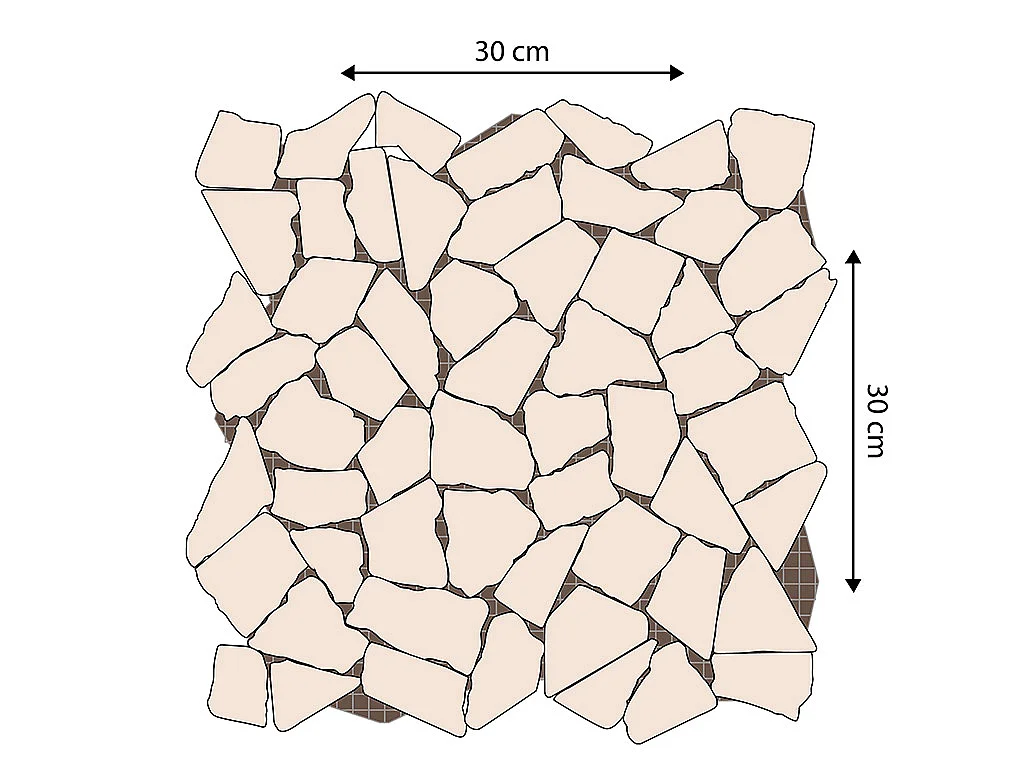 Mosaïque sol et mur en marbre crème - pack de 1m² (11 dalles de 30x30 cm) - POESY
