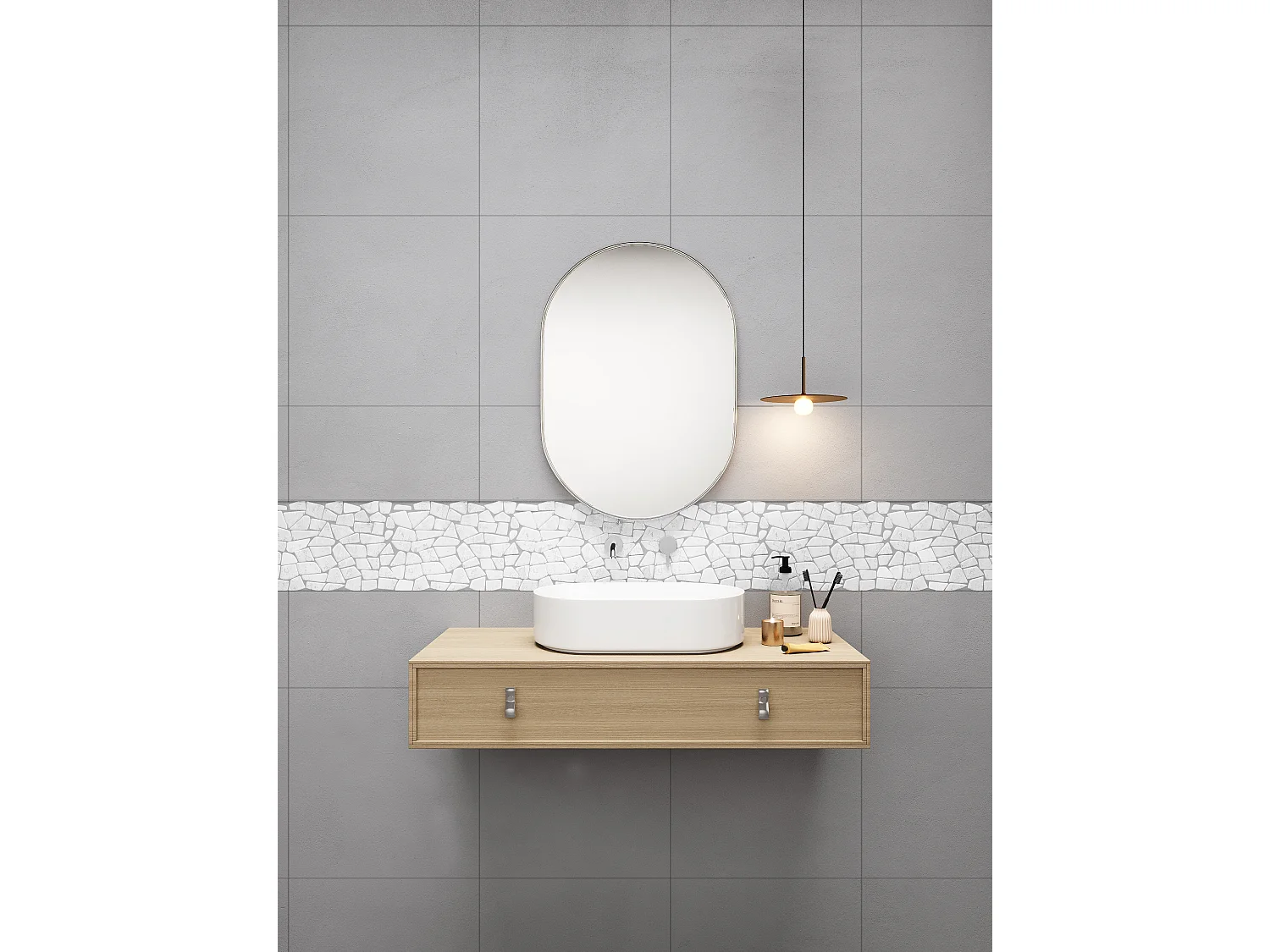 Mosaïque sol et mur en marbre crème - pack de 1m² (11 dalles de 30x30 cm) - POESY