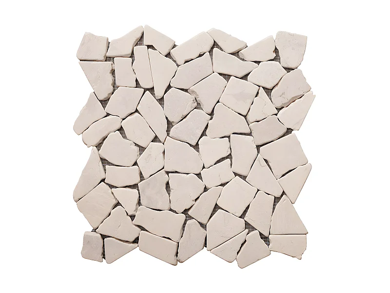 Mosaïque sol et mur en marbre crème - pack de 1m² (11 dalles de 30x30 cm) - POESY