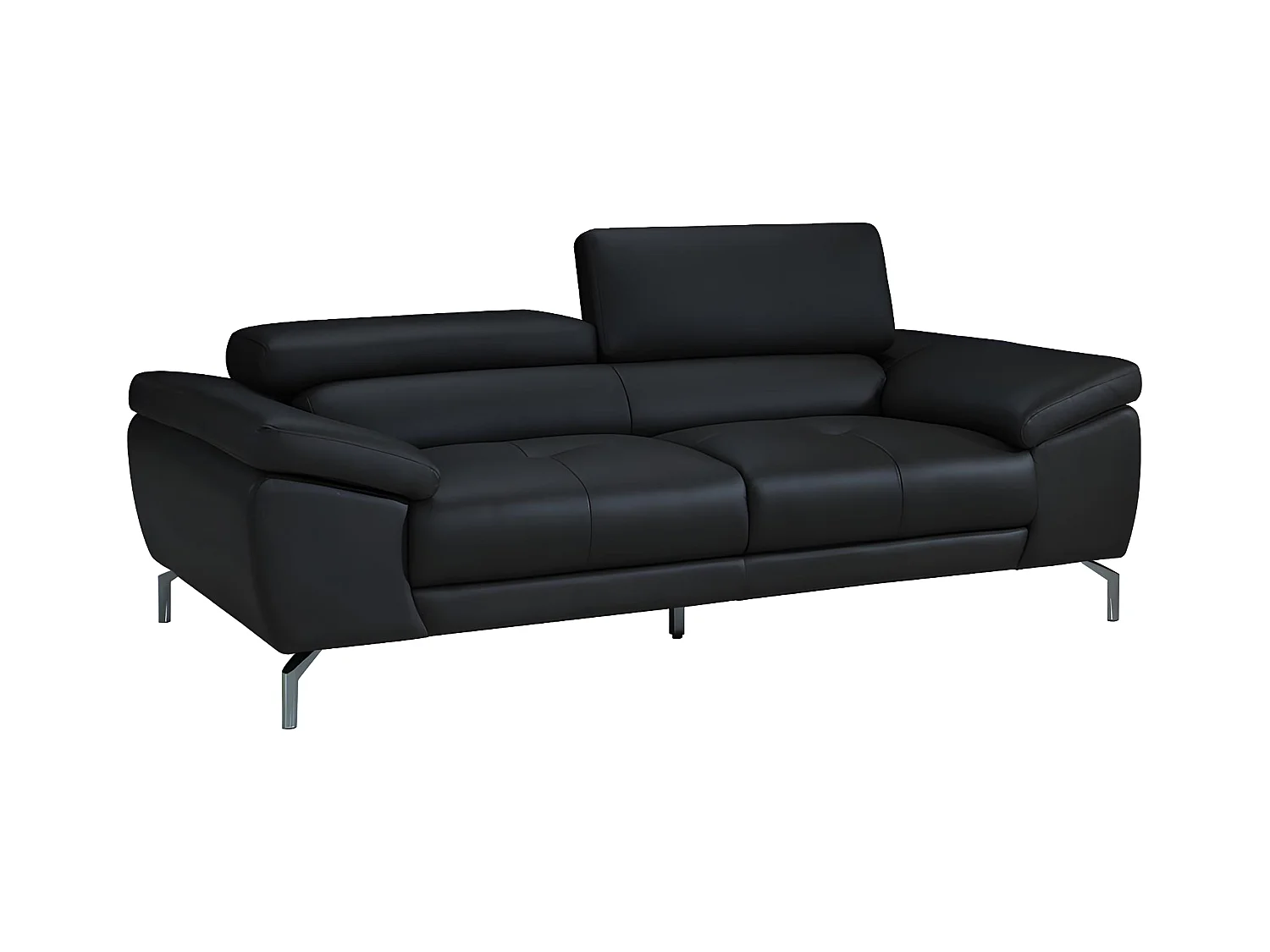 Ledersofa 3-Sitzer - Schwarz - GRETEL