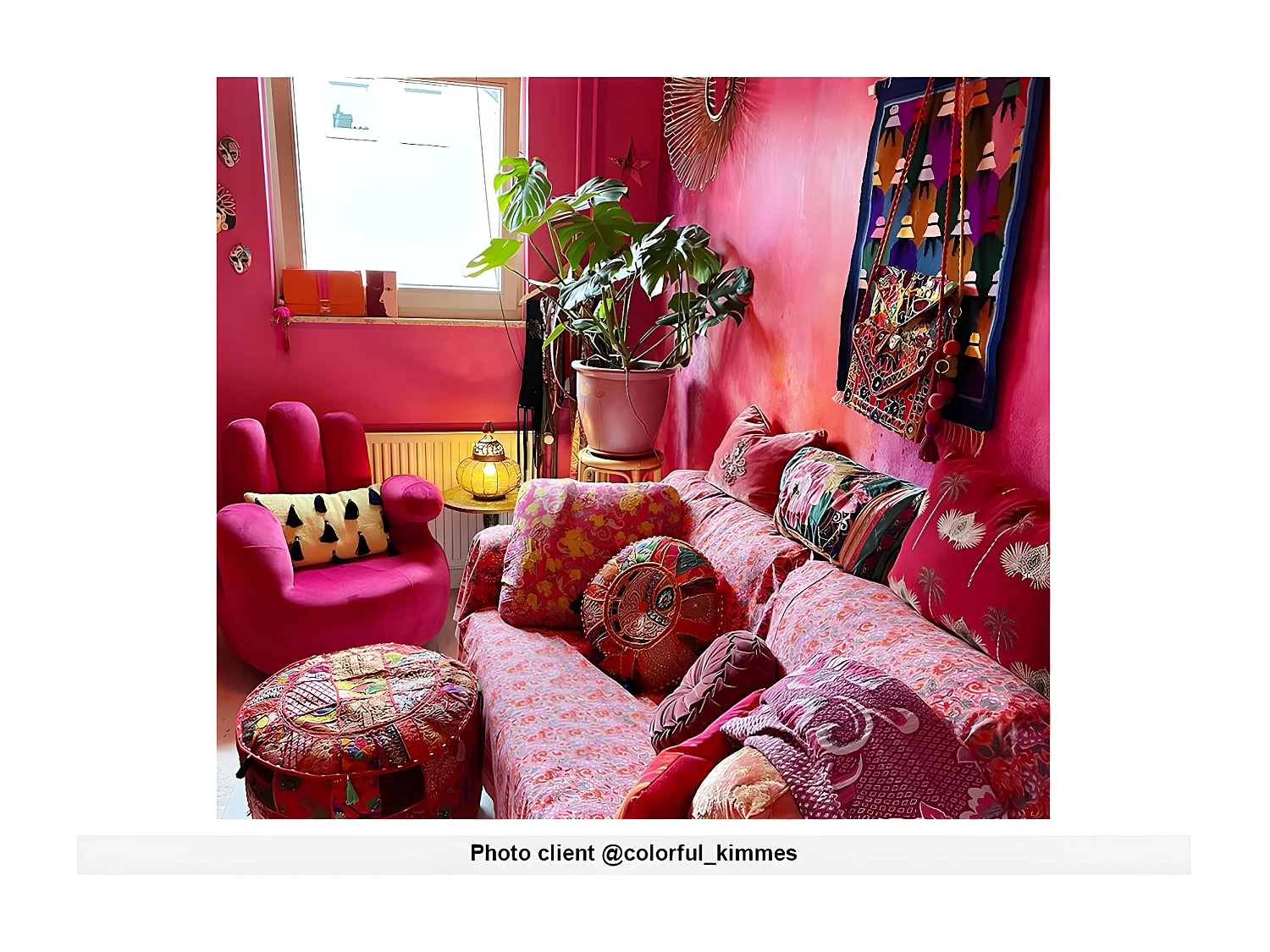 Fauteuil main pivotant CATCHY en velours - Fuchsia