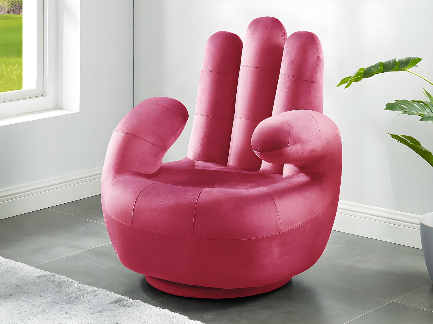 Vente-unique Fingersessel Drehbar - Samt - Fuchsia - Catchy