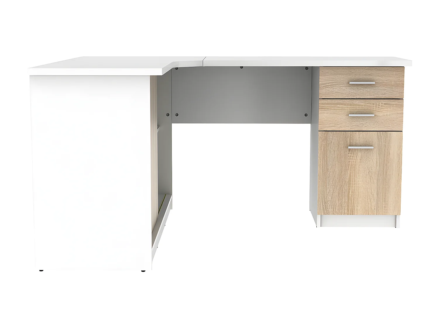 Secretária com 2 portas e 2 gavetas cor branco e carvalho - NORWY