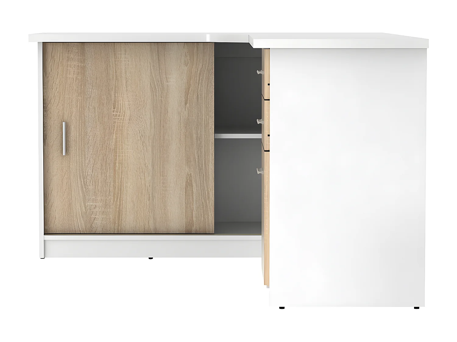 Secretária com 2 portas e 2 gavetas cor branco e carvalho - NORWY