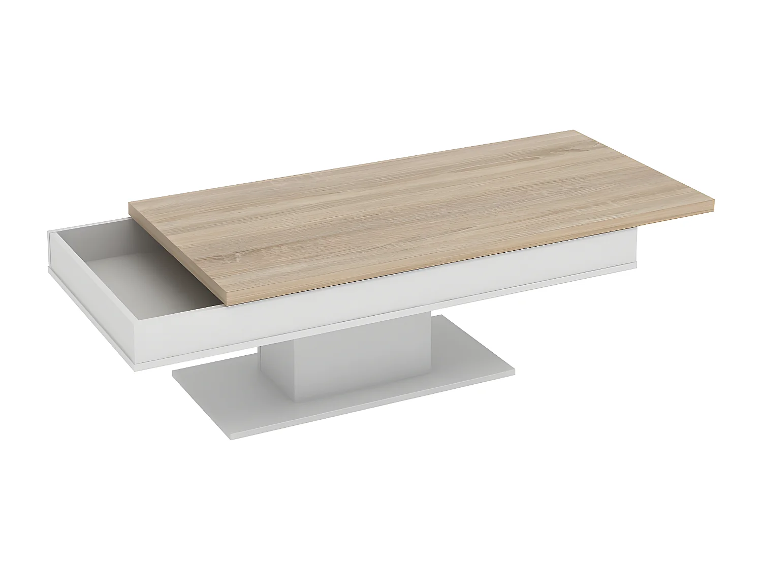 Salontafel ASTULIA - met opbergruimte - Wit - Tafelblad betoneffect