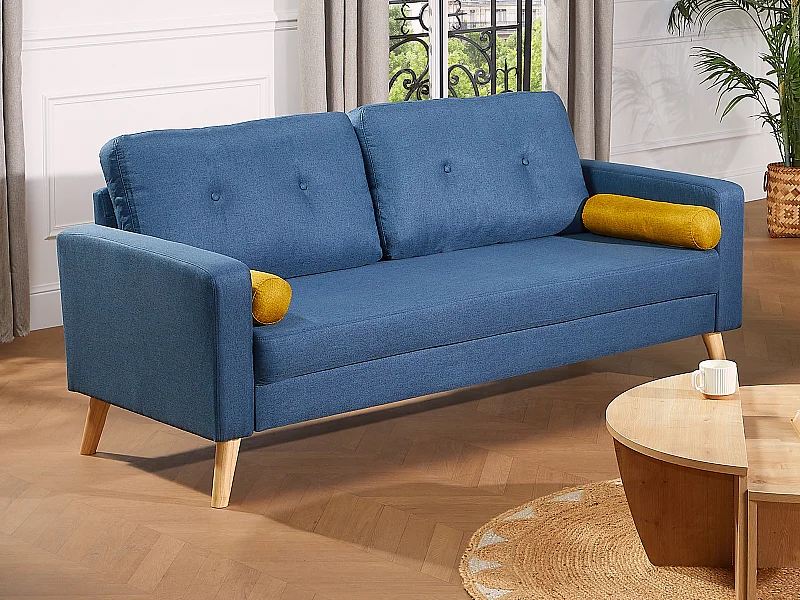 Divano 3 posti TATUM in tessuto - Blu