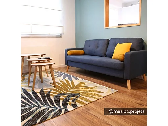 Sofá de 3 lugares em tecido Azul - TATUM