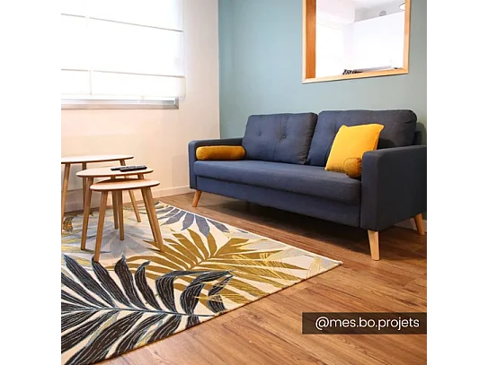 Canapé 3 places TATUM en tissu - Bleu