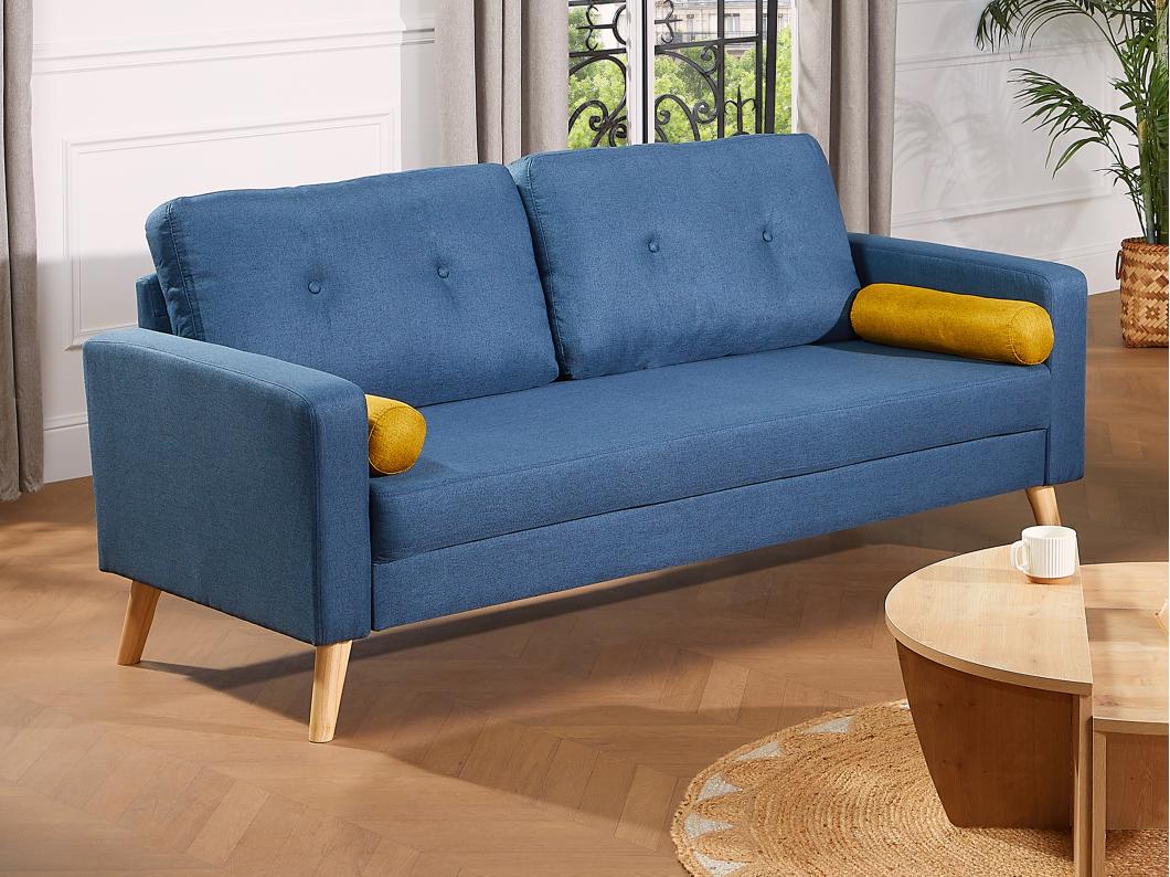 Driezitsbank TATUM van stof - Blauw