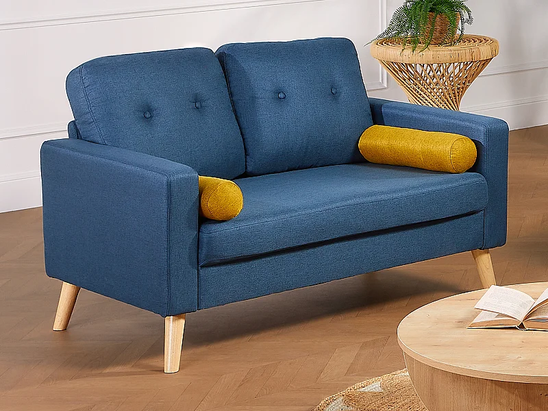 Sofa 2-Sitzer - Stoff - Blau - TATUM