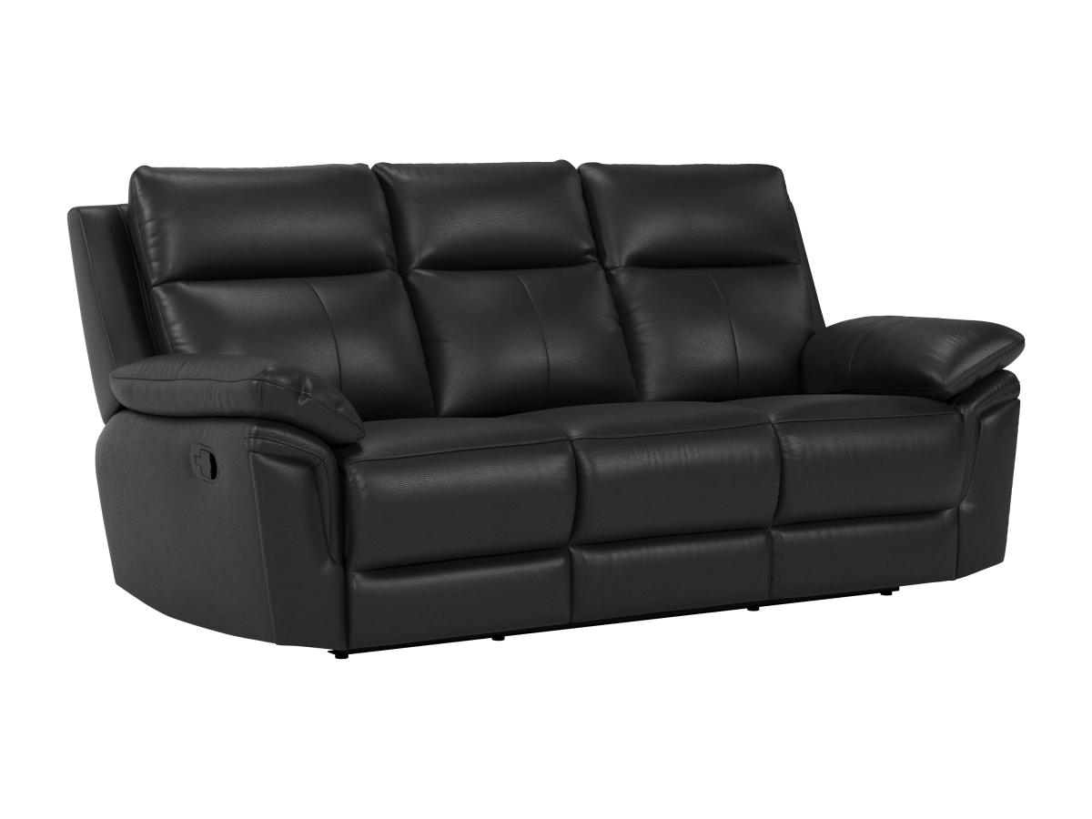 Relaxsofa 3-Sitzer - Büffelleder - Schwarz - PAKITA günstig online kaufen