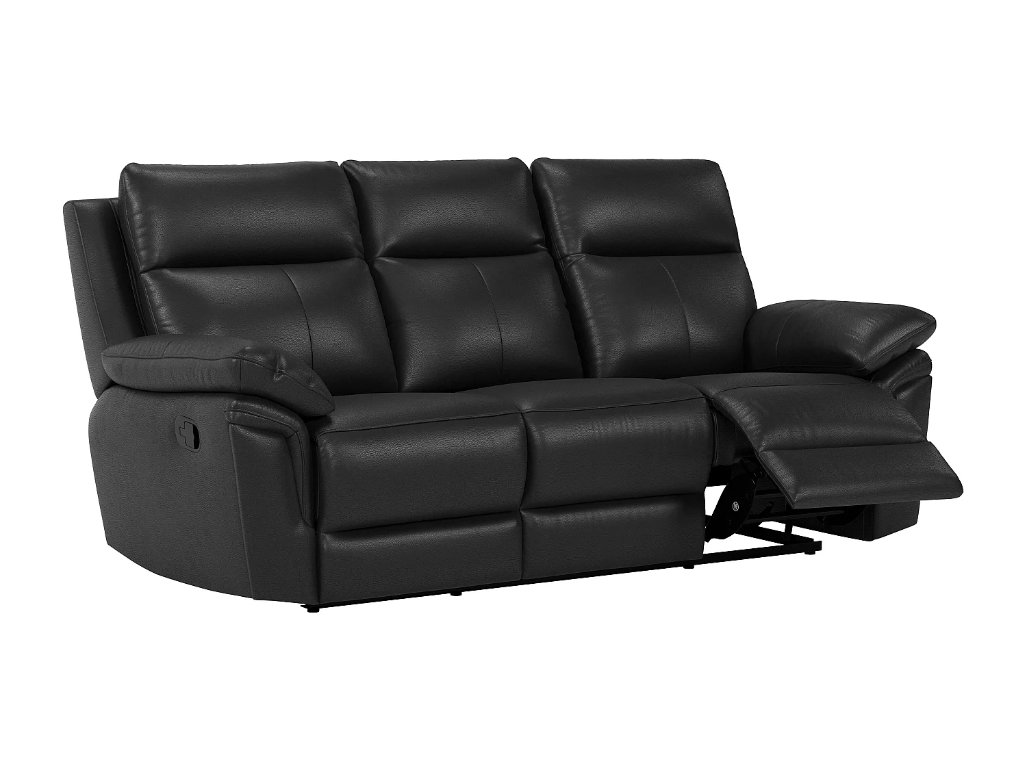 3-sits reclinersoffa i svart buffelläder PAKITA