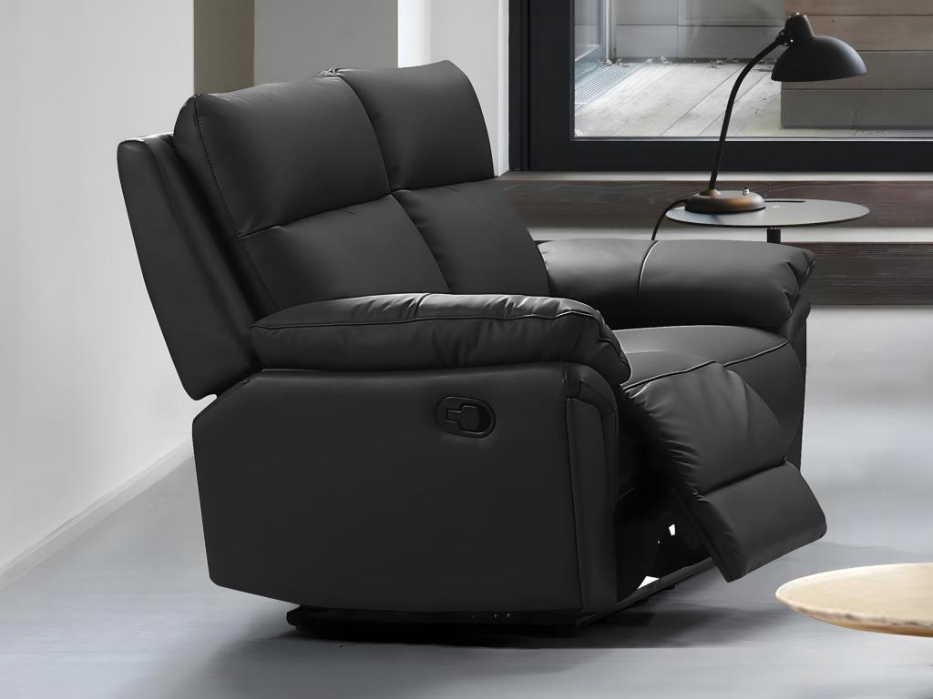 Relaxsofa 2-Sitzer - Büffelleder - Schwarz - PAKITA günstig online kaufen