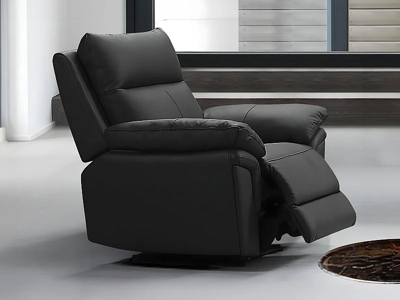 Fauteuil relax en cuir de buffle PAKITA - Noir