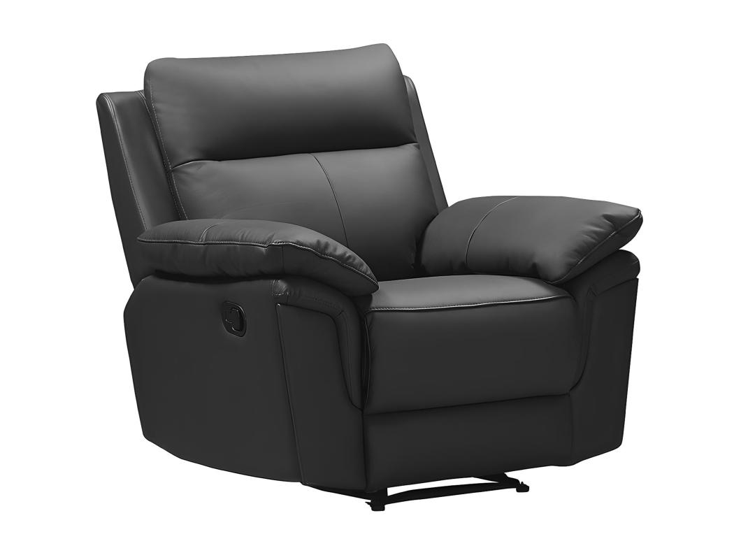 Relaxfauteuil van buffelleer PAKITA - Zwart