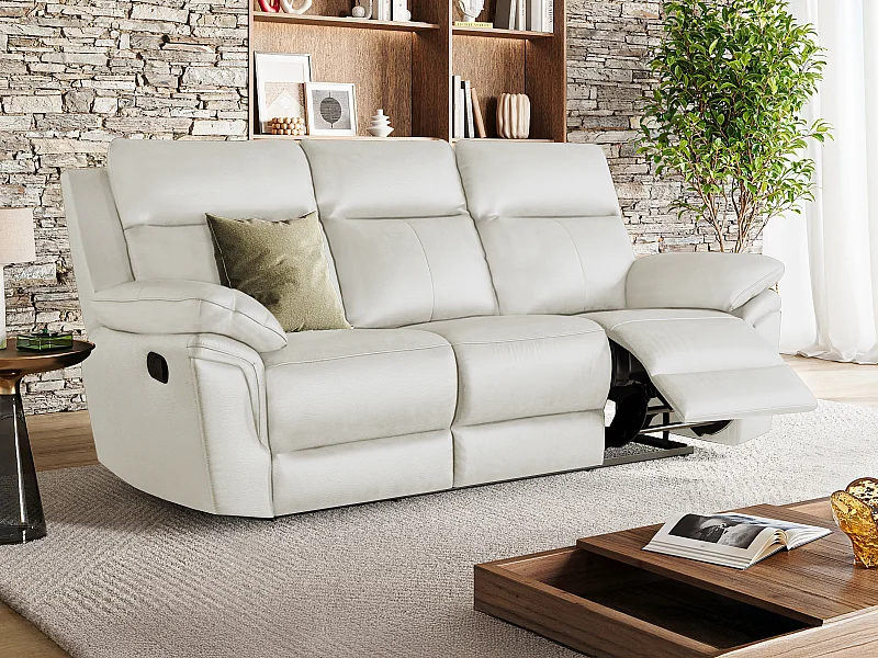 Relaxsofa 3-Sitzer - Büffelleder - Elfenbein - PAKITA