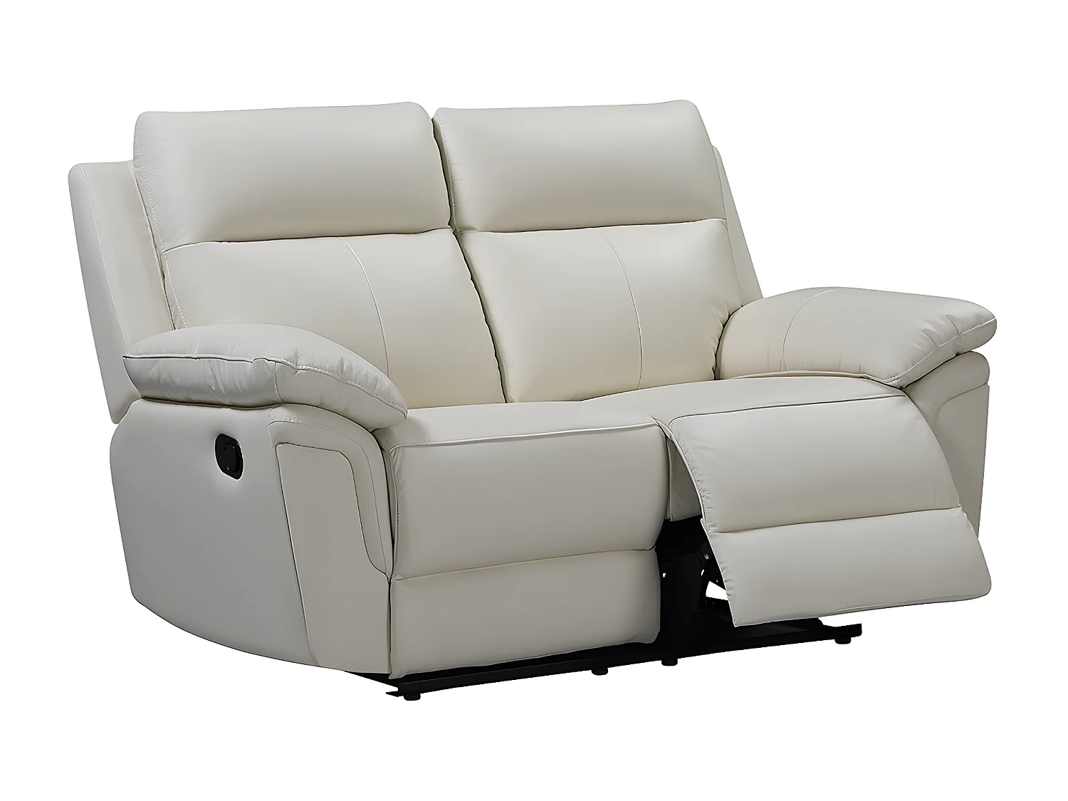 2-personers recliner sofa i elfenbensfarvet bøffellæderPAKITA