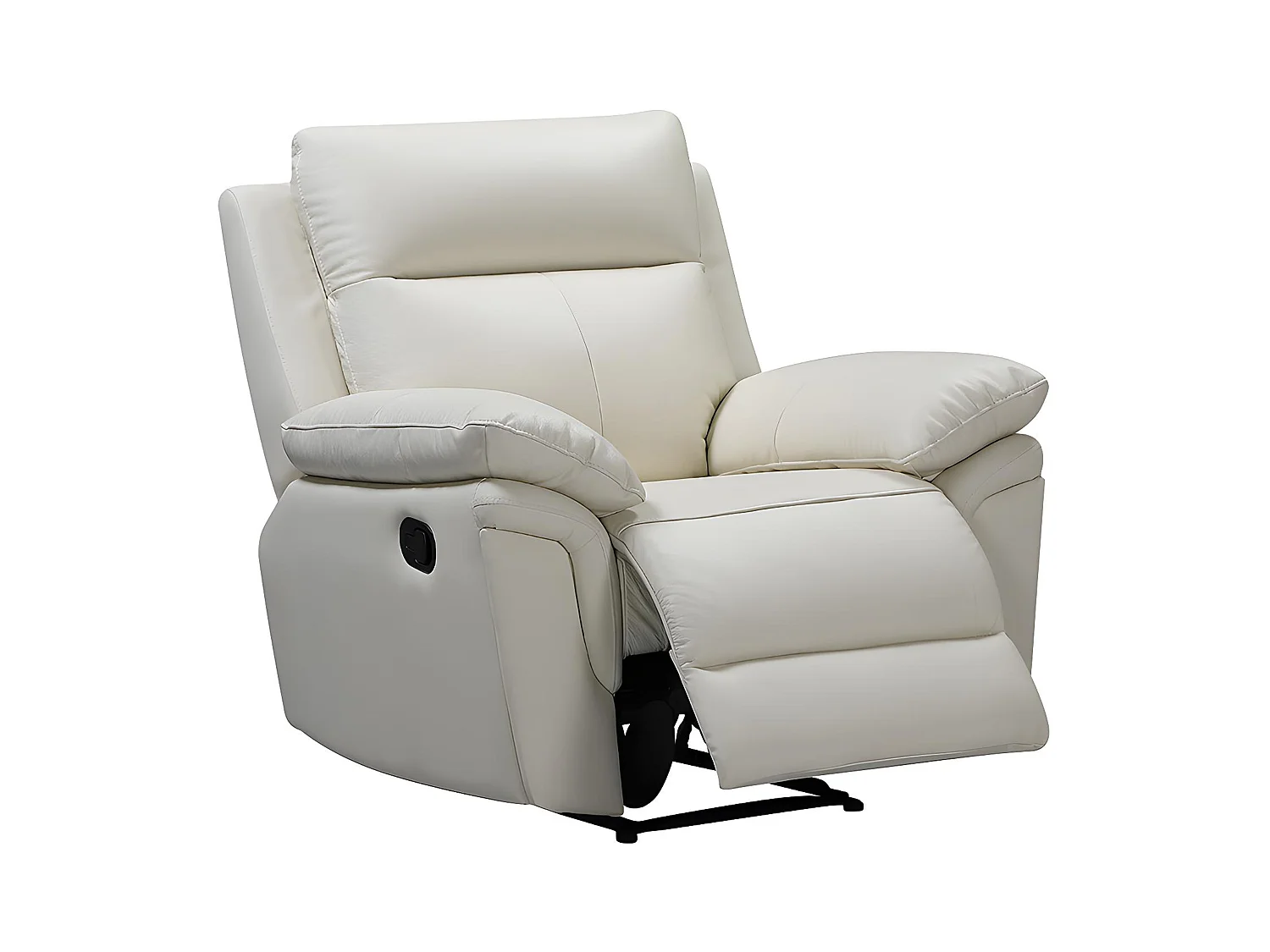 Fotel ze skóry bawolej z funkcją relax PAKITA - kość słoniowa