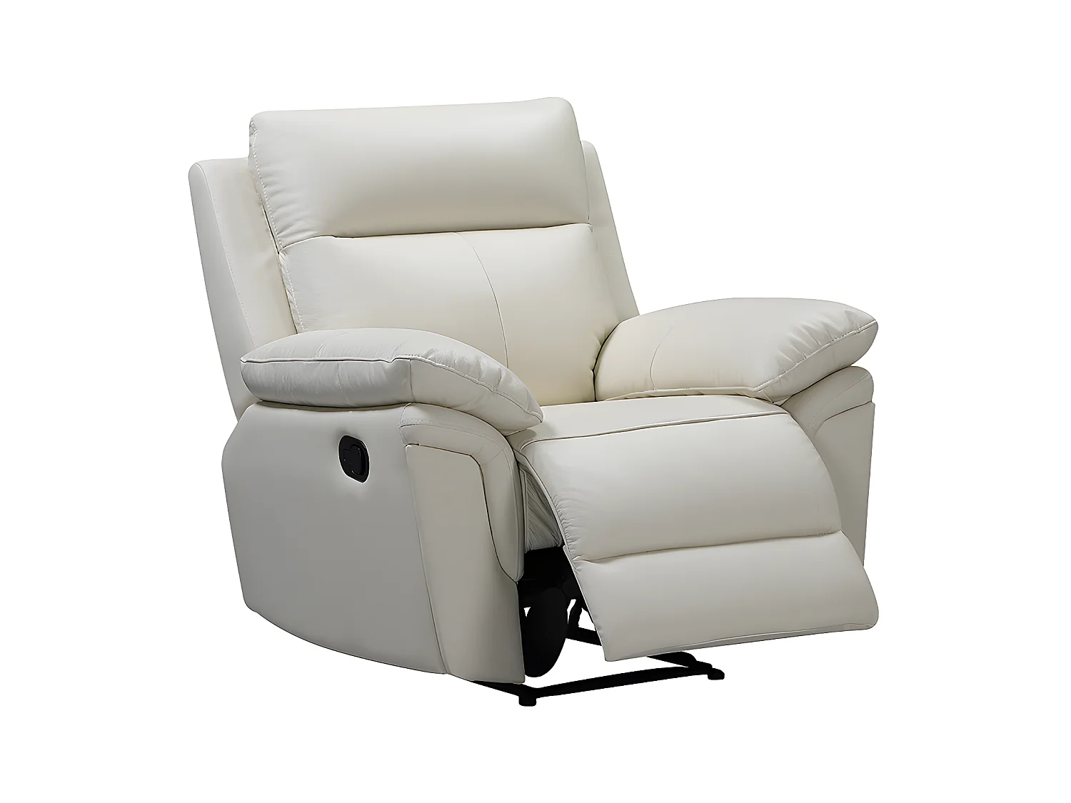 Fotel ze skóry bawolej z funkcją relax PAKITA - kość słoniowa