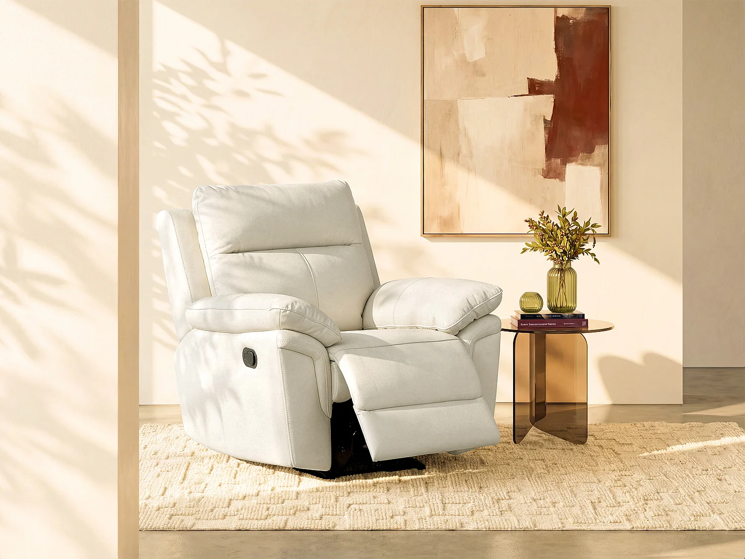 Relaxsessel Fernsehsessel - Büffelleder - Elfenbein - PAKITA