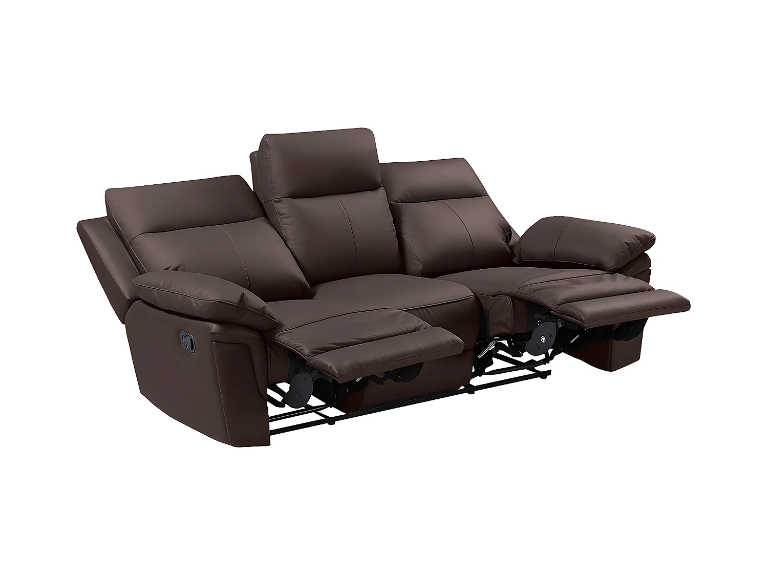 Kanapa 3-osobowa z funkcją relax ze skóry bawolej PAKITA -brązowa