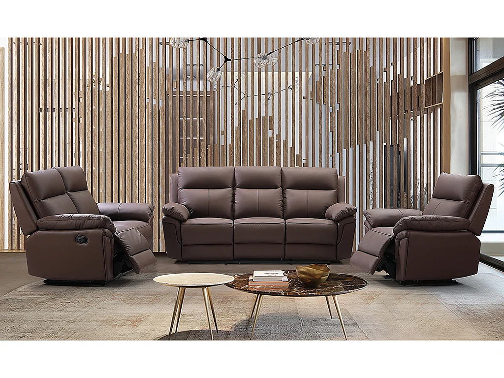 Fauteuil relax en cuir de buffle PAKITA - Marron