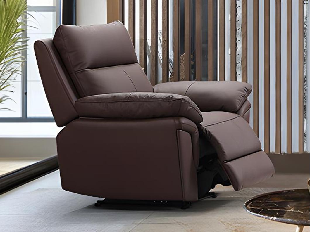 Fotel ze skóry bawolej z funkcją relax PAKITA - brązowy