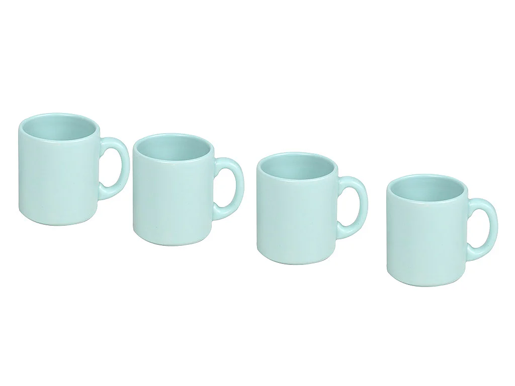 Lot de 4 mugs en faïence ALICE - 27 cl - Bleu clair mat