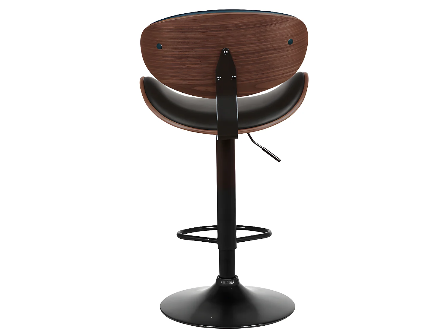 Lot de 2 tabourets de bar en simili, placage noyer et métal - Hauteur réglable - Naturel foncé et noir - MONTENEGRO