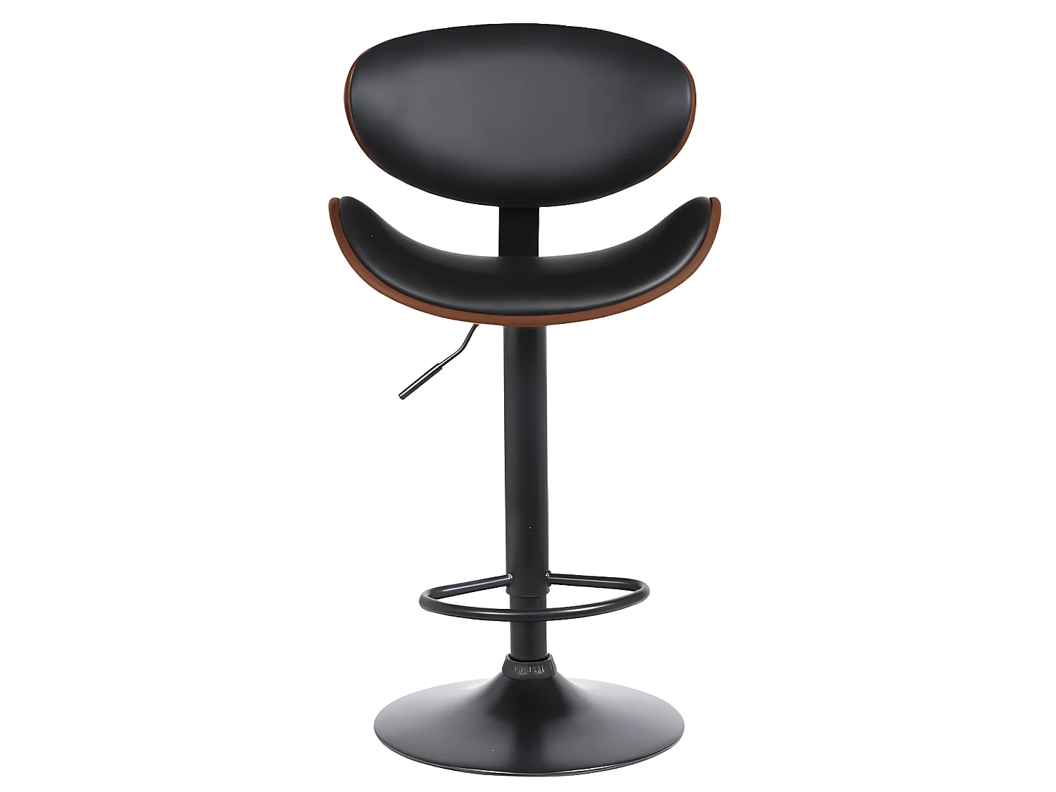 Lot de 2 tabourets de bar en simili, placage noyer et métal - Hauteur réglable - Naturel foncé et noir - MONTENEGRO