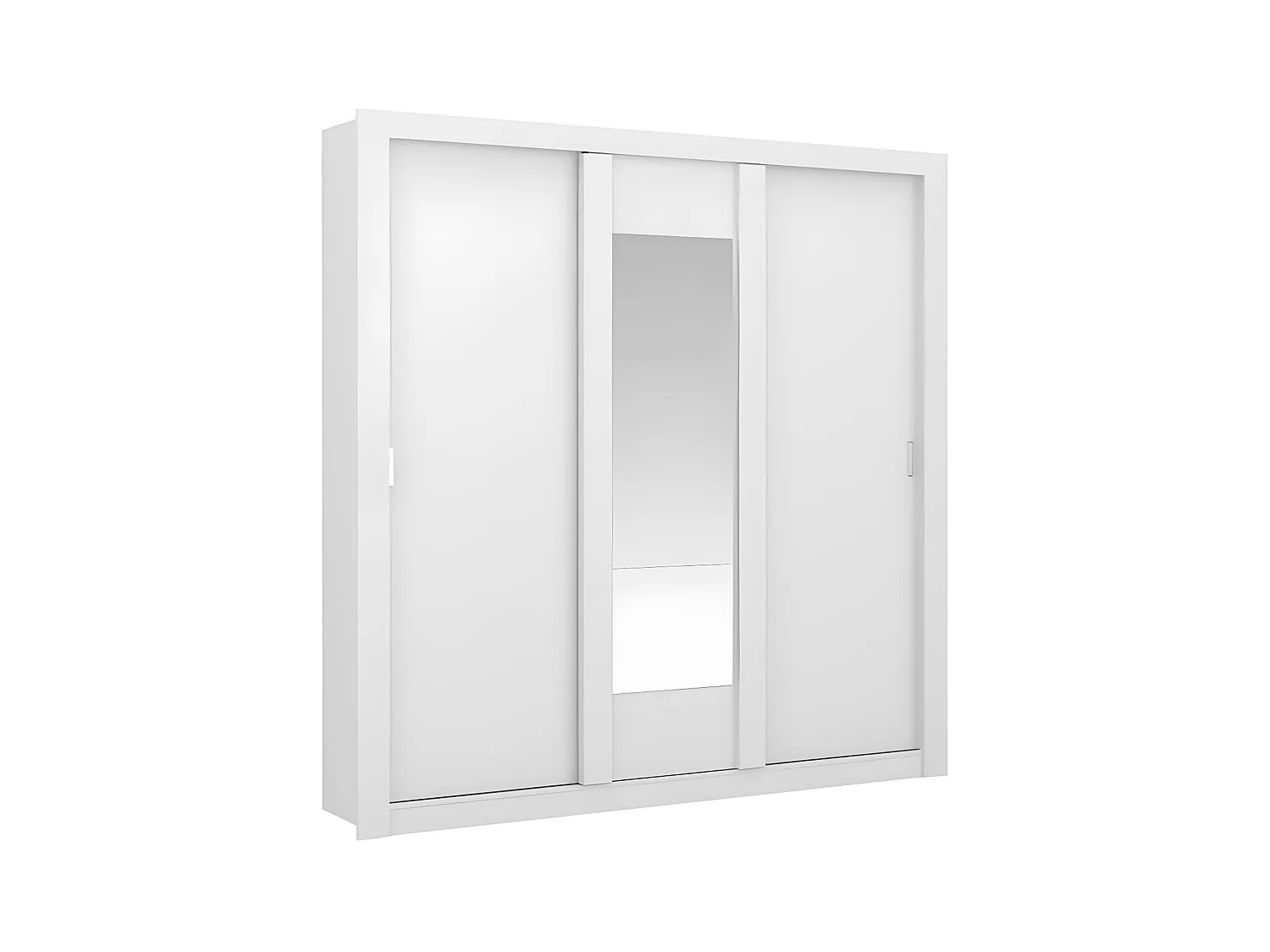 Armario con espejo ROXANE - 3 puertas correderas – Ancho 220 cm - Blanco