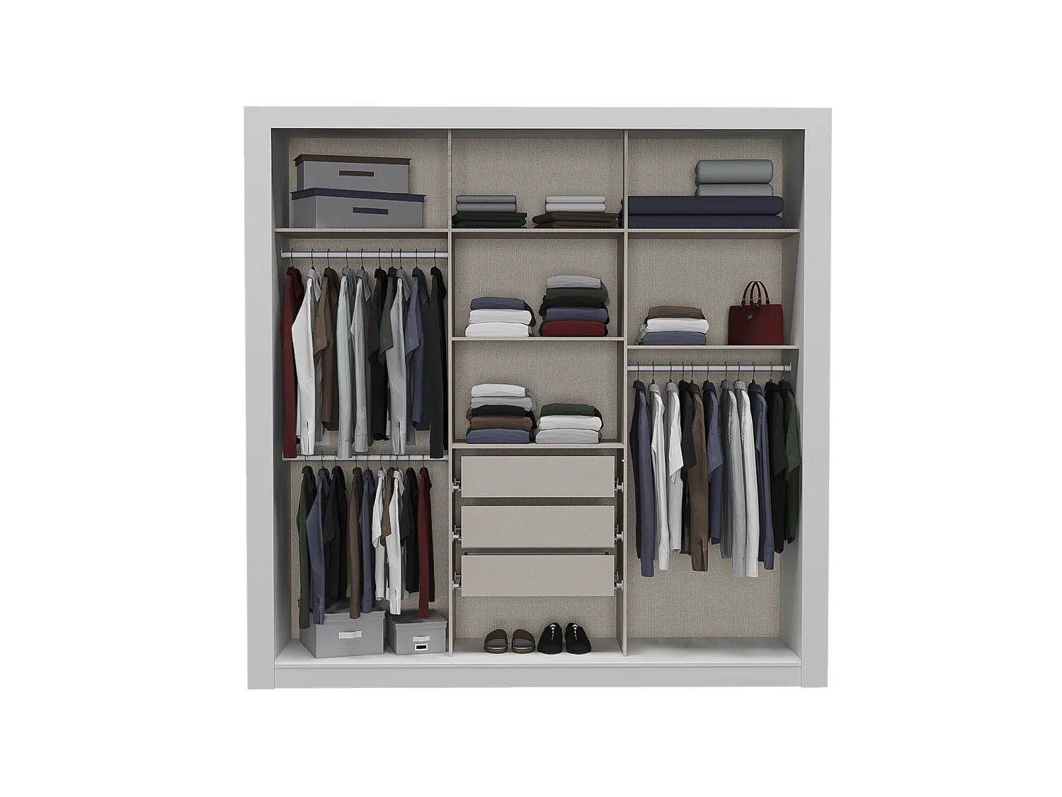 Armoire avec miroir ROXANE - 3 portes coulissantes - L. 220 cm - Blanc