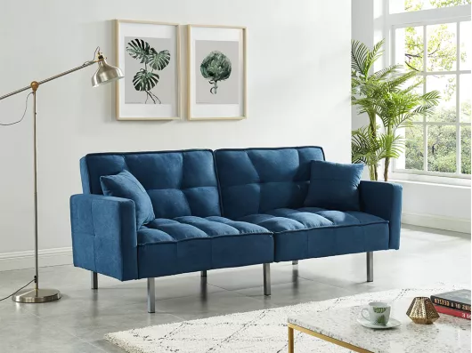 Kauf Unique Schlafsofa Klappsofa 3-Sitzer - Stoff - Blau - MINEY