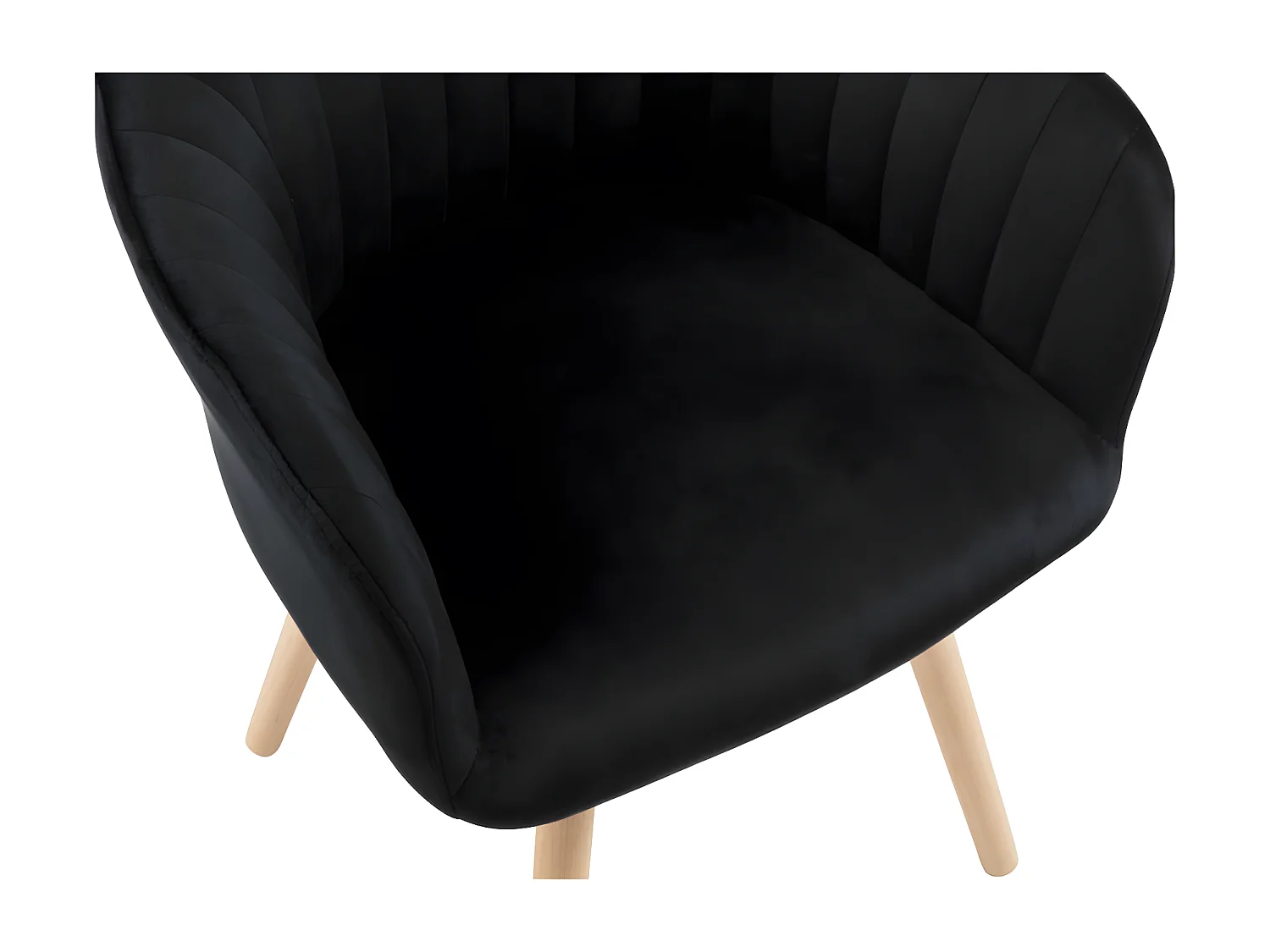 Chaise avec accoudoirs en velours et pieds bois de hêtre - Noir - ELEANA