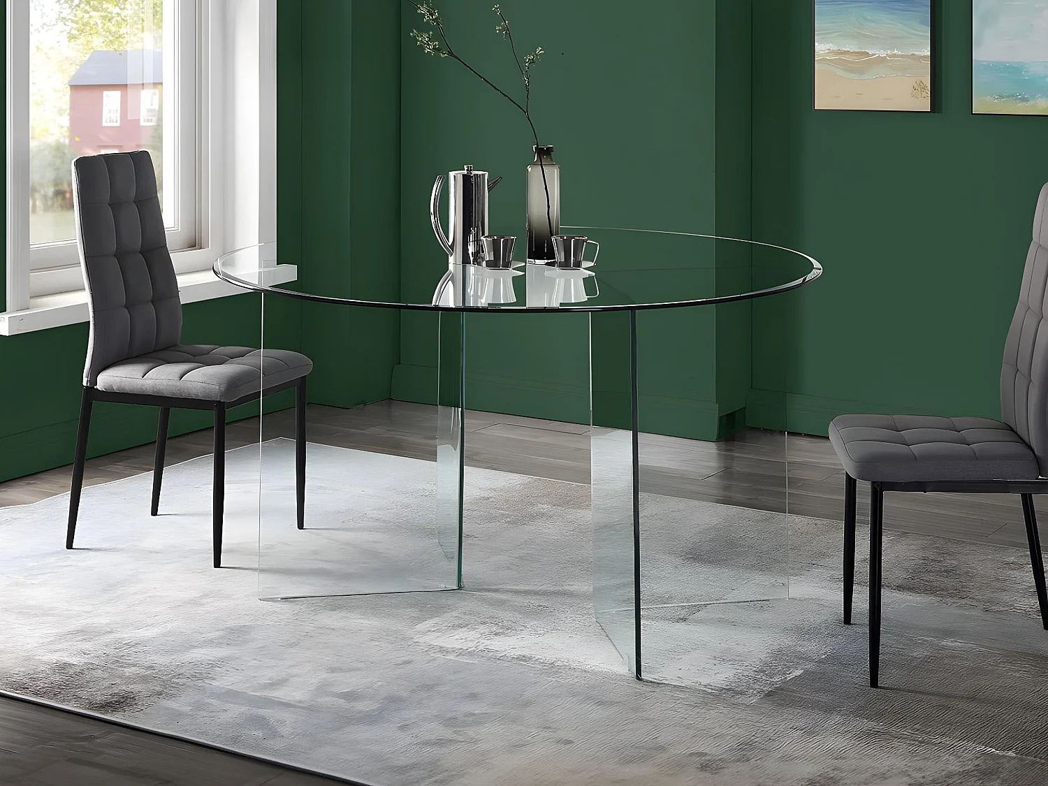 Eettafel ADAMO - 4 personen - Gehard glas