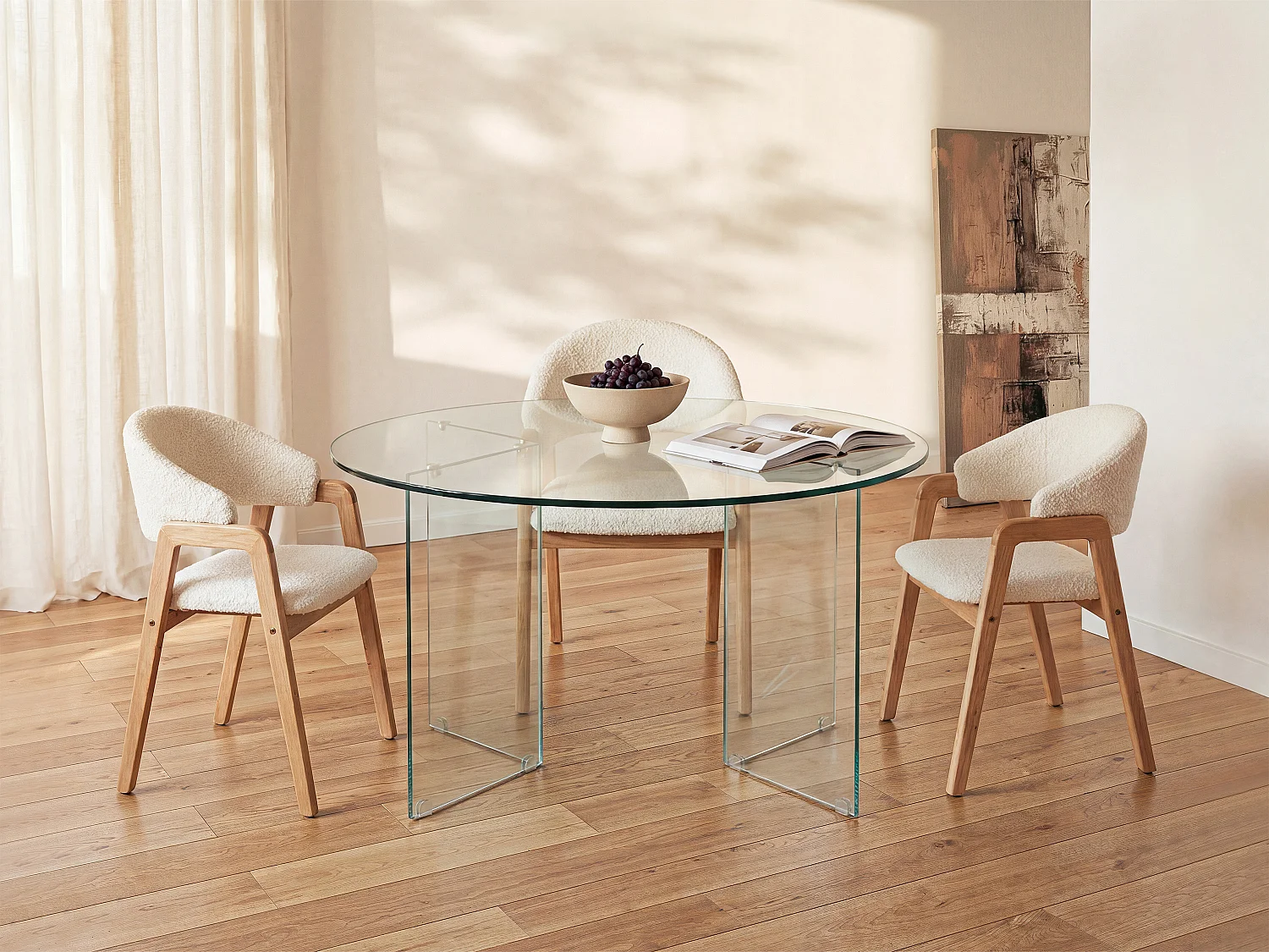 Table à manger en verre trempé - 6 personnes - ADAMO